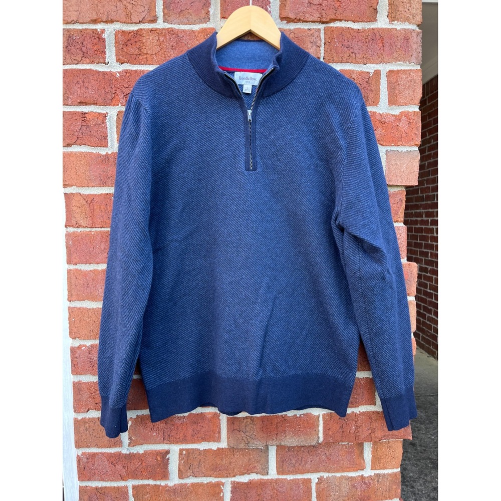 Goodfellow & Co Mens Blue Heather Quarter Zip Pullover Sweater Large L Mock Neck